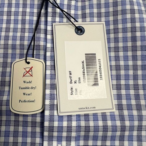 UNTUCKit Men’s Durif Slim Long Sleeve Blue SLIM FIT Wrinkle Free Shirt  XLarge - Picture 8 of 12